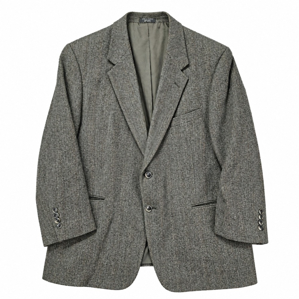 Cricketeer Lambswool Herringbone Tweed Coat Jacket Gray Men's Fits 42-44R